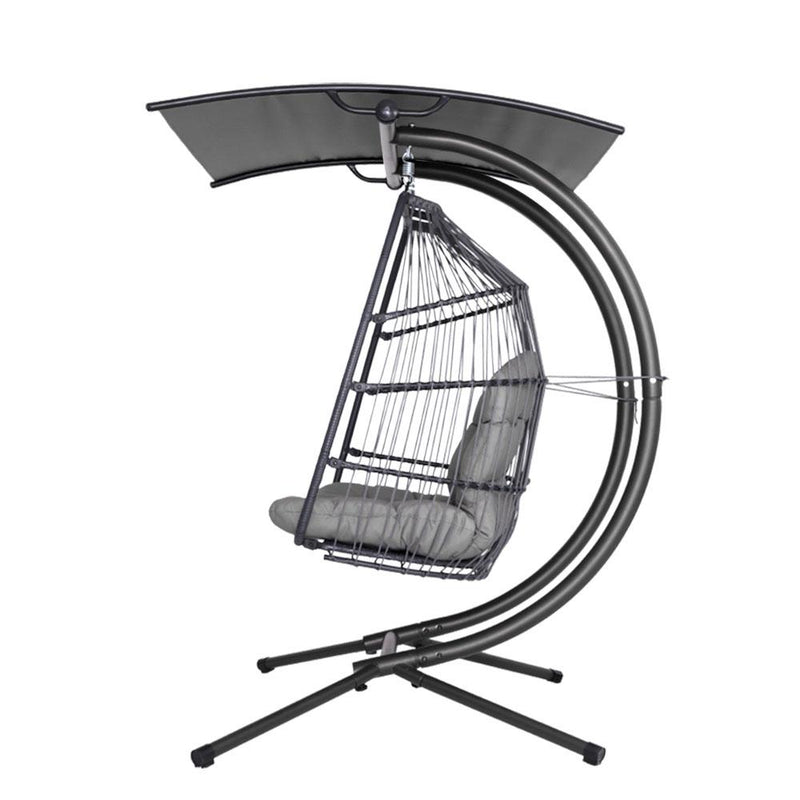 Hanging Egg Swing Chair with Canopy - Grey - Rivercity House & Home Co. (ABN 18 642 972 209) - Affordable Modern Furniture Australia