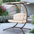 Hanging Egg Swing Chair with Canopy - Latte