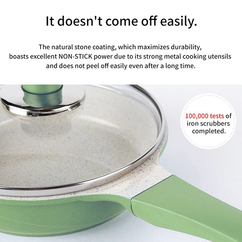Happy Lambs 16cm Olive Sauce Pot Frying Pan w/ a Lid Set Non-Stick Stone Induction IH Frypan - Home & Garden > Kitchenware - Rivercity House & Home Co. (ABN 18 642 972 209) - Affordable Modern Furniture Australia