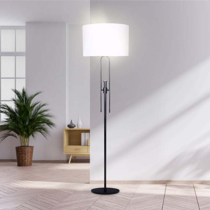 Height-Adjustable Metal Floor Lamp Matte Black - Home & Garden > Lighting - Rivercity House & Home Co. (ABN 18 642 972 209) - Affordable Modern Furniture Australia