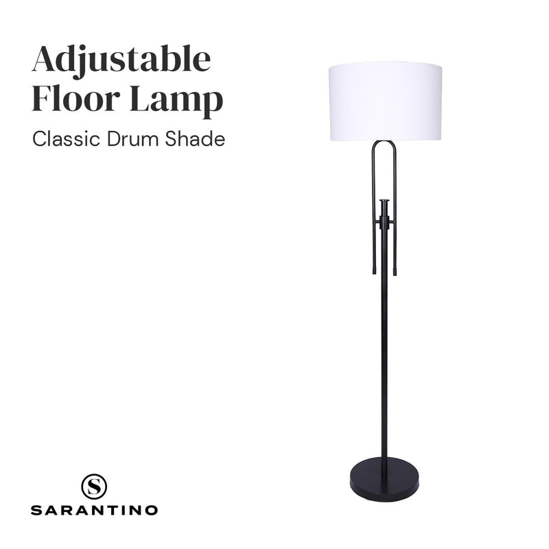 Height-Adjustable Metal Floor Lamp Matte Black - Home & Garden > Lighting - Rivercity House & Home Co. (ABN 18 642 972 209) - Affordable Modern Furniture Australia