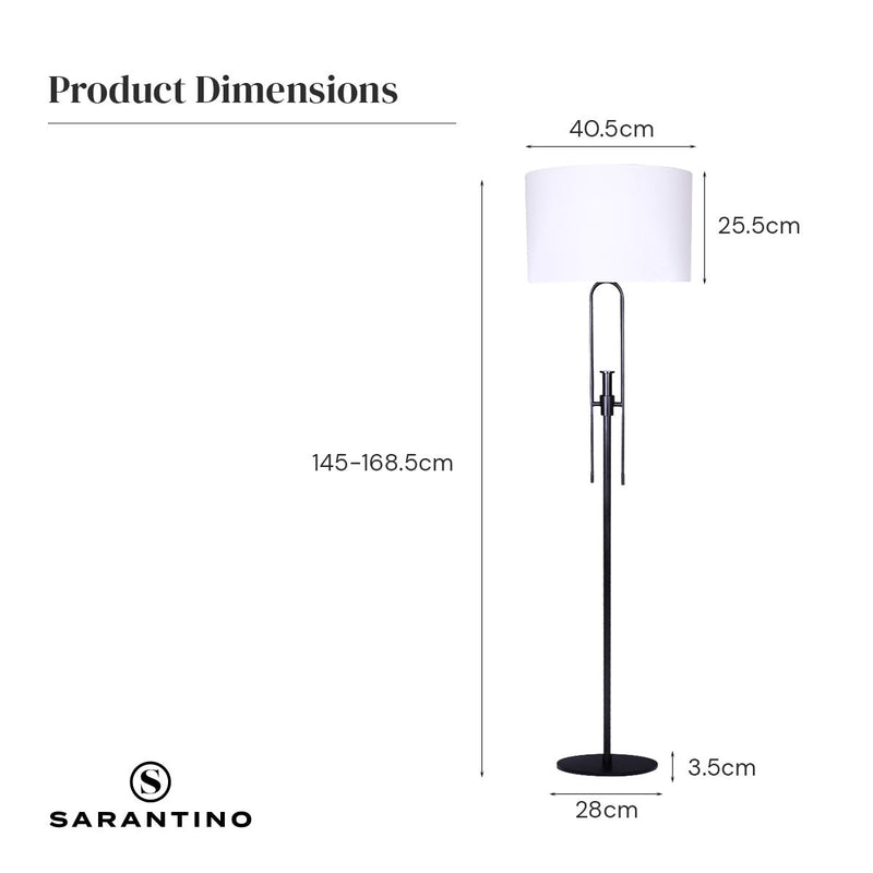 Height-Adjustable Metal Floor Lamp Matte Black - Home & Garden > Lighting - Rivercity House & Home Co. (ABN 18 642 972 209) - Affordable Modern Furniture Australia