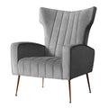 High Back Velvet Accent Armchair Lounge Chair Grey