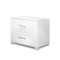 High Gloss Bedside Table With 2 Drawers White