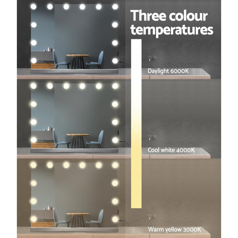 Hollywood Frameless Makeup Mirror With 15 LED 58cm x 46cm - Rivercity House & Home Co. (ABN 18 642 972 209) - Affordable Modern Furniture Australia