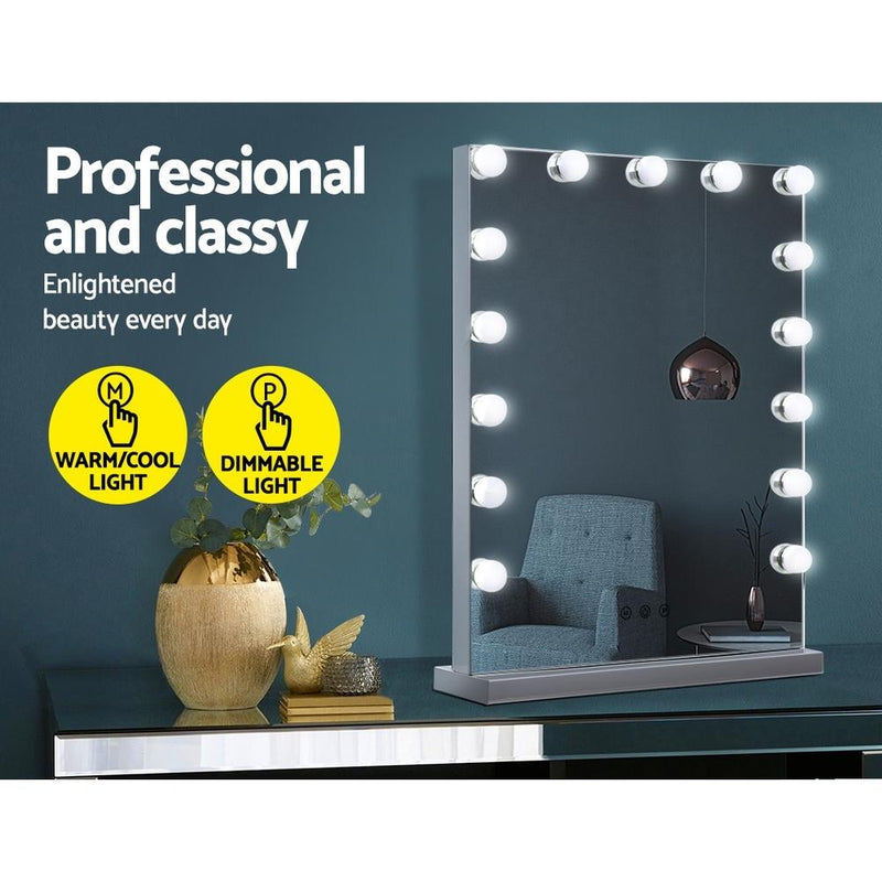 Hollywood Makeup Mirror With Light 15 LED Bulbs Lighted Frameless - Rivercity House & Home Co. (ABN 18 642 972 209) - Affordable Modern Furniture Australia