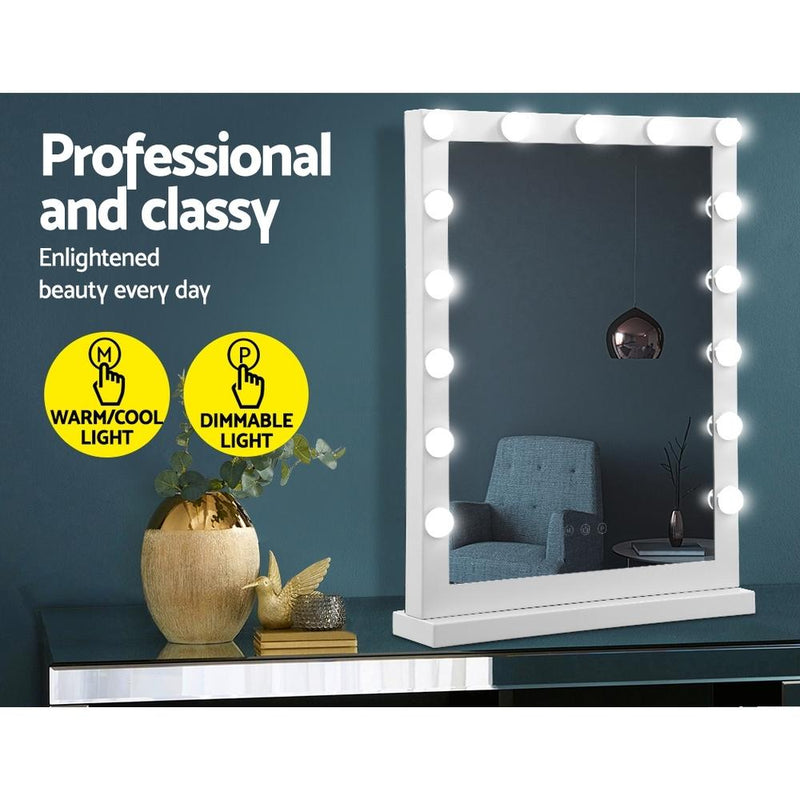 Hollywood Makeup Mirror With Light 15 LED Bulbs - Rivercity House & Home Co. (ABN 18 642 972 209) - Affordable Modern Furniture Australia