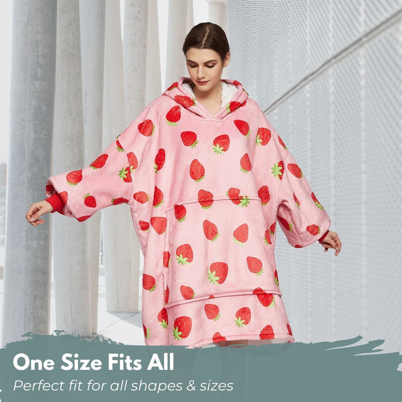 Hoodie Blanket Adult Strawberry - Home & Garden > Bedding - Rivercity House & Home Co. (ABN 18 642 972 209) - Affordable Modern Furniture Australia