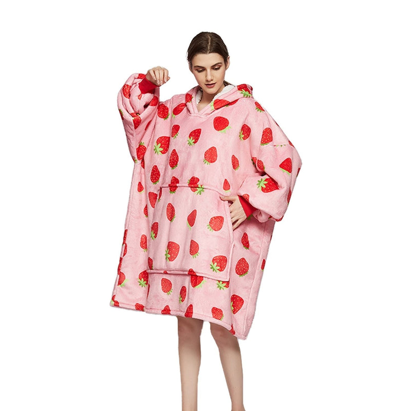 Hoodie Blanket Adult Strawberry - Home & Garden > Bedding - Rivercity House & Home Co. (ABN 18 642 972 209) - Affordable Modern Furniture Australia