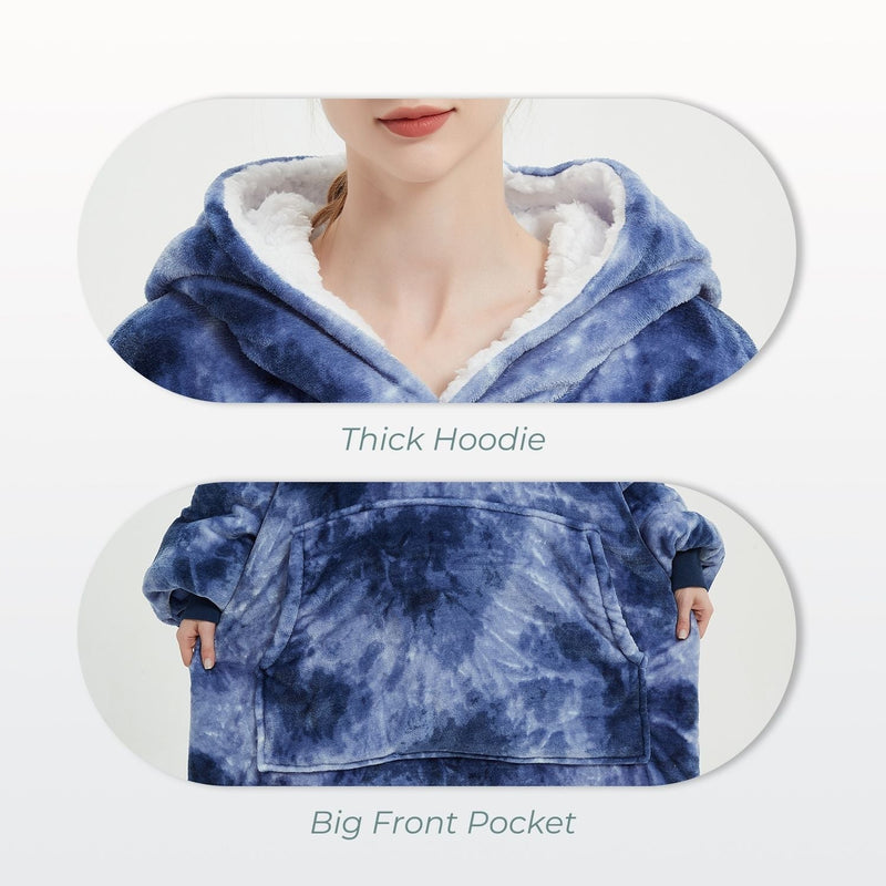 Hoodie Blanket Adult Tie-Dyed Blue - Home & Garden > Bedding - Rivercity House & Home Co. (ABN 18 642 972 209)