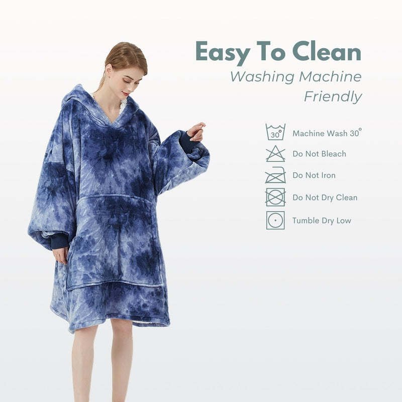 Hoodie Blanket Adult Tie-Dyed Blue - Home & Garden > Bedding - Rivercity House & Home Co. (ABN 18 642 972 209) - Affordable Modern Furniture Australia