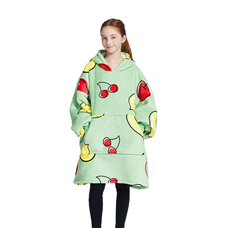 Hoodie Blanket Kids Fruits Green - Home & Garden > Bedding - Rivercity House & Home Co. (ABN 18 642 972 209) - Affordable Modern Furniture Australia