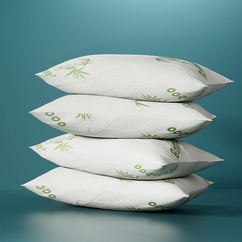 Hotel Pillow Bed Pillows 4 Pack Family Soft Medium Firm Bamboo Cover - Home & Garden > Bedding - Rivercity House & Home Co. (ABN 18 642 972 209) - Affordable Modern Furniture Australia