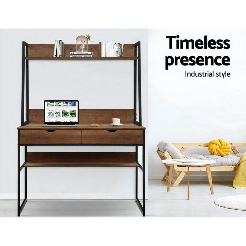 Industrial Style Office Desk with Drawers - Furniture - Rivercity House & Home Co. (ABN 18 642 972 209) - Affordable Modern Furniture Australia