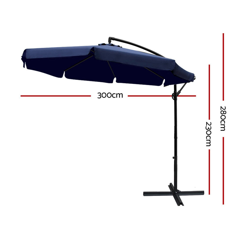3M Outdoor Umbrella - Navy - Rivercity House & Home Co. (ABN 18 642 972 209) - Affordable Modern Furniture Australia