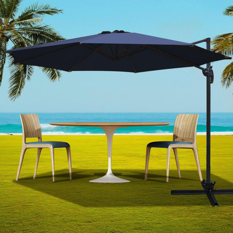 3M Roma Outdoor Furniture Garden Umbrella 360 Degree Navy - Rivercity House & Home Co. (ABN 18 642 972 209) - Affordable Modern Furniture Australia
