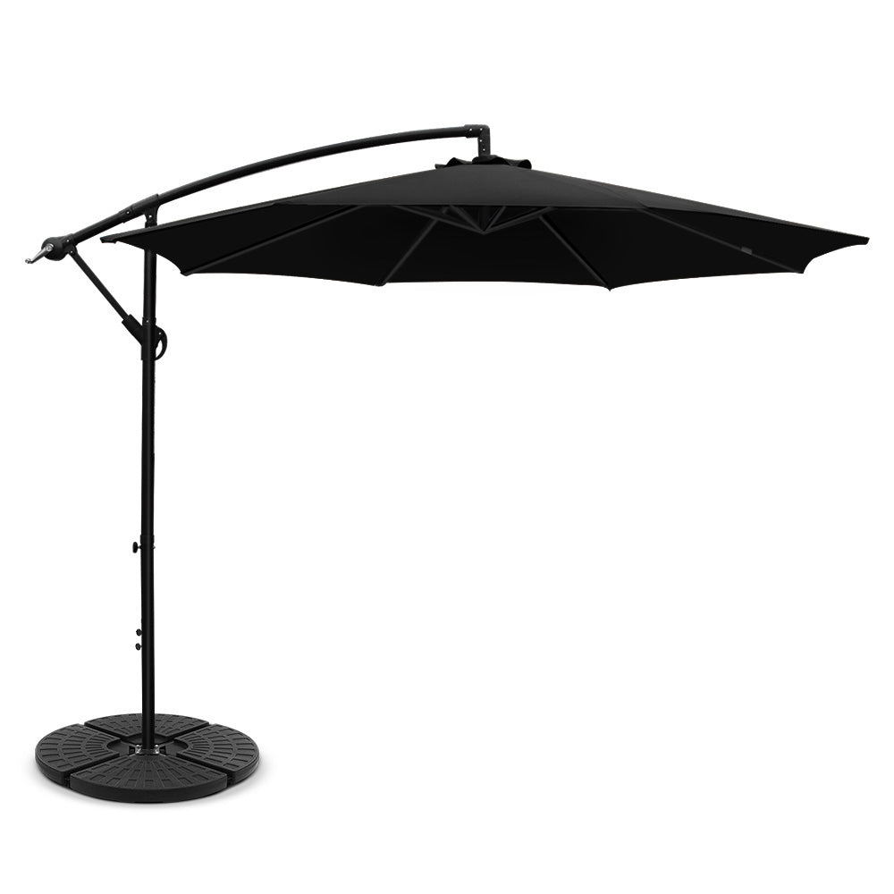 3M Umbrella with 48x48cm Base Outdoor Umbrellas Cantilever Sun Beach Garden Patio Black - Home & Garden > Shading - Rivercity House & Home Co. (ABN 18 642 972 209) - Affordable Modern Furniture Australia