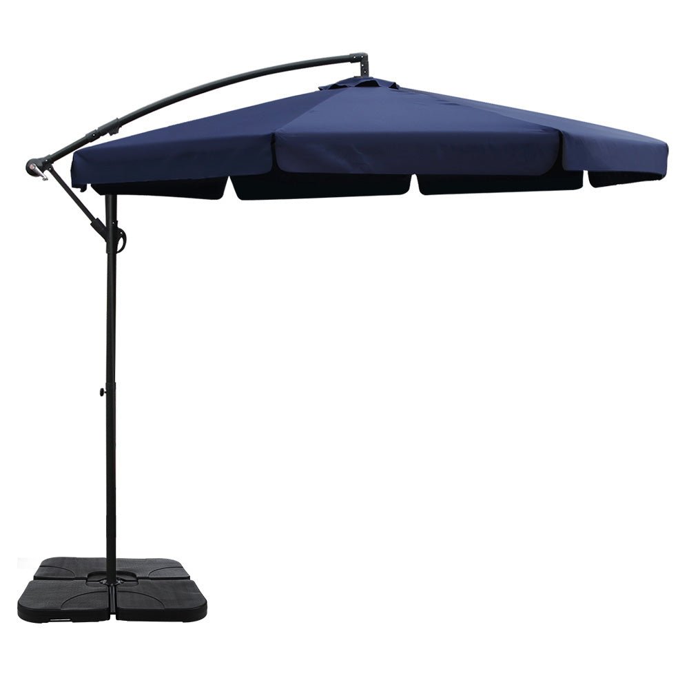 3M Umbrella with 50x50cm Base Outdoor Umbrellas Cantilever Patio Sun Beach UV Navy - Home & Garden > Shading - Rivercity House & Home Co. (ABN 18 642 972 209) - Affordable Modern Furniture Australia