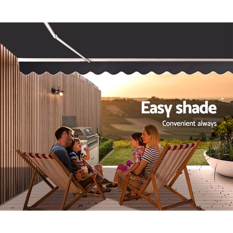 Folding Arm Awning Motorised Retractable Outdoor Sunshade 5X2.5M - Home & Garden > Shading - Rivercity House & Home Co. (ABN 18 642 972 209) - Affordable Modern Furniture Australia