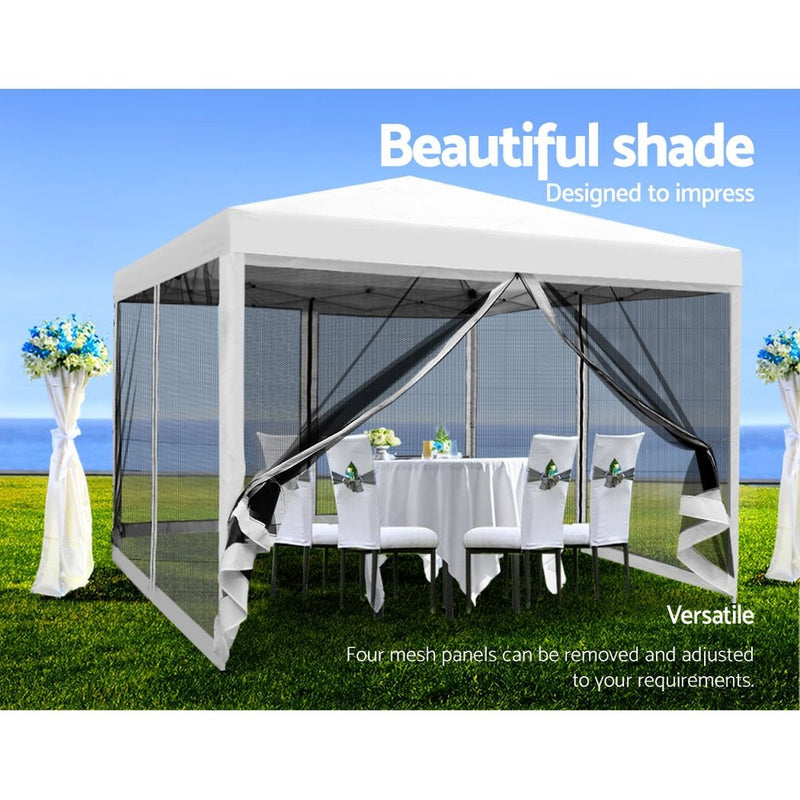 Gazebo Pop Up Marquee 3x3 Wedding Side Mesh Wall Outdoor Gazebos White - Home & Garden > Shading - Rivercity House & Home Co. (ABN 18 642 972 209) - Affordable Modern Furniture Australia