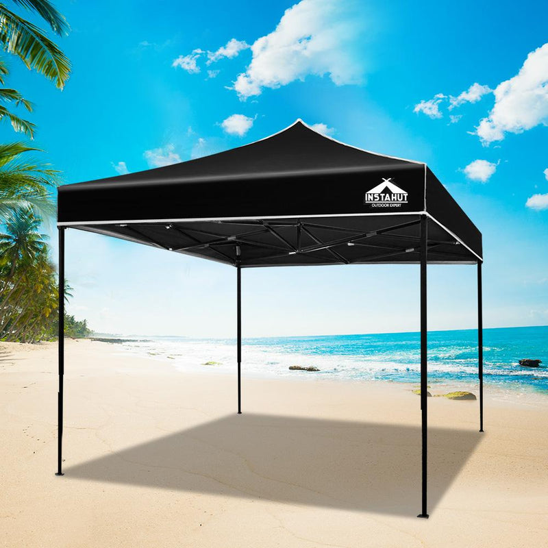 Gazebo Pop Up Marquee 3x3m Outdoor Tent Folding Wedding Gazebos Black - Rivercity House & Home Co. (ABN 18 642 972 209) - Affordable Modern Furniture Australia