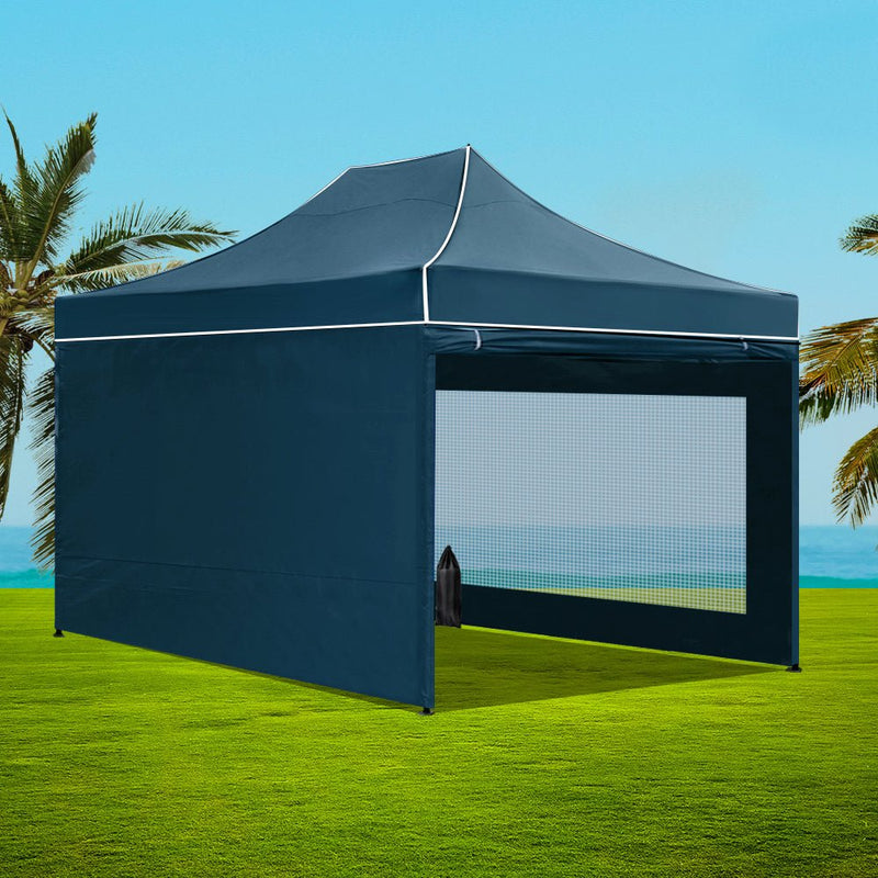 Gazebo Pop Up Marquee 3x4.5 Folding Wedding Tent Gazebos Shade Navy - Home & Garden > Shading - Rivercity House & Home Co. (ABN 18 642 972 209) - Affordable Modern Furniture Australia