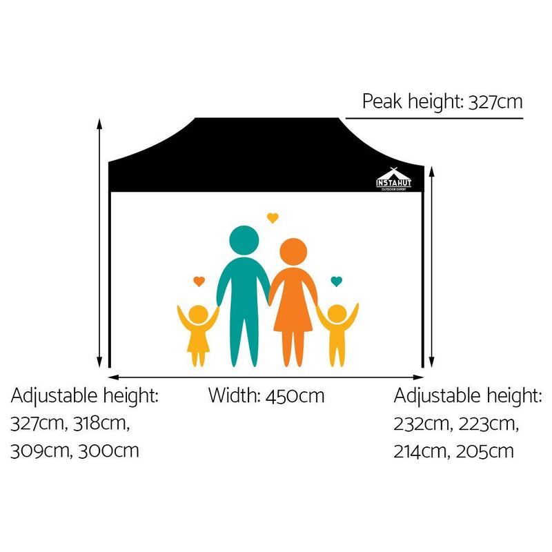 Instahut Gazebo Pop Up Marquee 3x4.5m Outdoor Tent Folding Wedding Gazebos Black - Home & Garden - Rivercity House And Home Co.