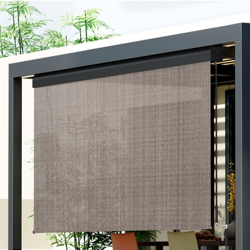 Outdoor Blinds Light Filtering Roll Down Awning Shade 3X2.5M Brown - Home & Garden > Shading - Rivercity House & Home Co. (ABN 18 642 972 209) - Affordable Modern Furniture Australia