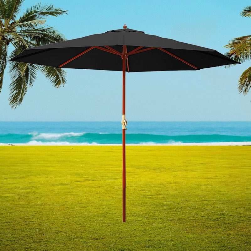 Outdoor Umbrella 3M Pole Cantilever Stand Garden Umbrellas Patio Black - Furniture > Outdoor - Rivercity House & Home Co. (ABN 18 642 972 209) - Affordable Modern Furniture Australia