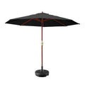 Outdoor Umbrella 3M with Base Pole Umbrellas Garden Stand Deck Black