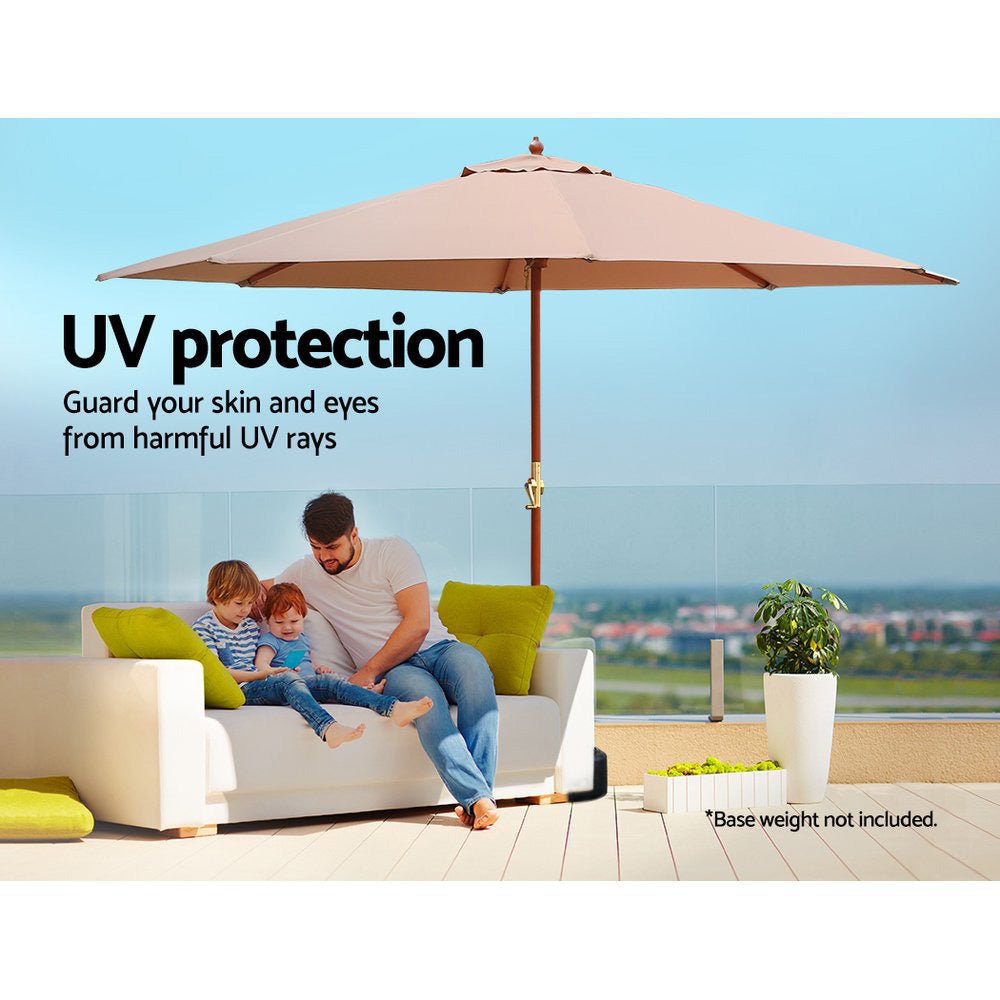 Outdoor Umbrella Pole Umbrellas 3M with Base Garden Stand Deck Beige - Home & Garden > Shading - Rivercity House & Home Co. (ABN 18 642 972 209) - Affordable Modern Furniture Australia