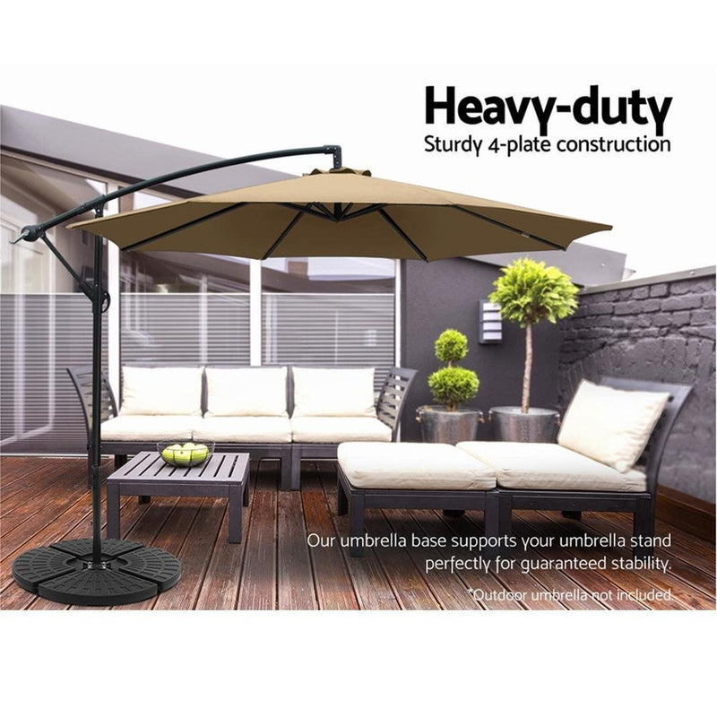 Instahut Outdoor Umbrella Stand 4 x Base Pod Plate Sand/Water Patio Cantilever Fanshaped - Furniture - Rivercity House And Home Co.
