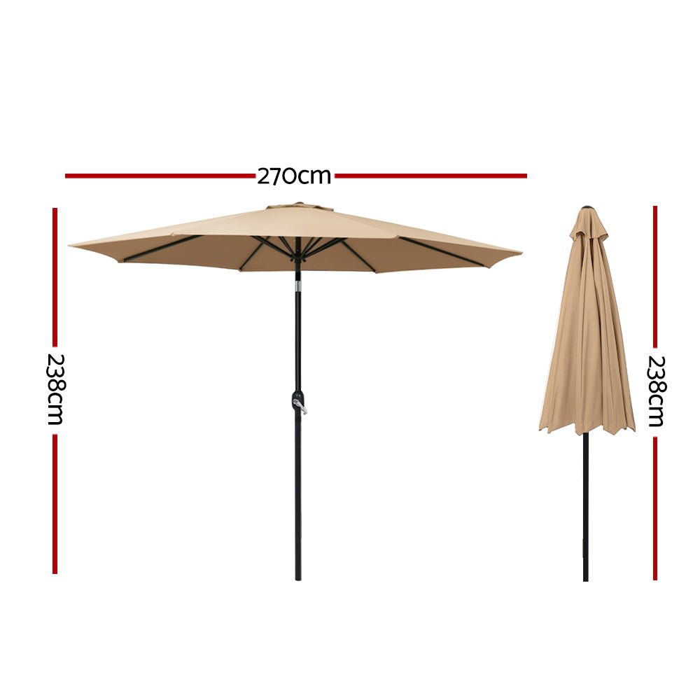 Outdoor Umbrella Umbrellas Beach Pole Garden Tilt Sun Patio UV 2.7m - Home & Garden > Shading - Rivercity House & Home Co. (ABN 18 642 972 209) - Affordable Modern Furniture Australia