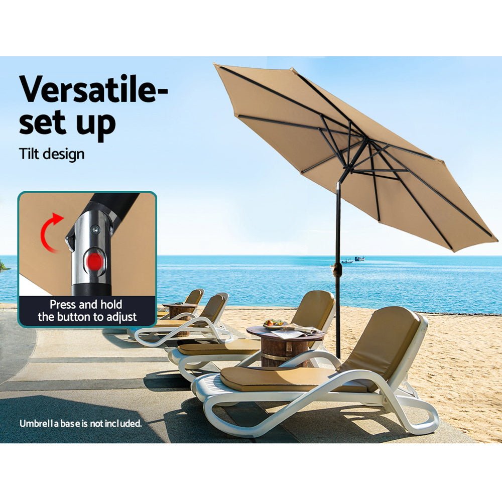 Outdoor Umbrella Umbrellas Beach Pole Garden Tilt Sun Patio UV 2.7m - Home & Garden > Shading - Rivercity House & Home Co. (ABN 18 642 972 209) - Affordable Modern Furniture Australia