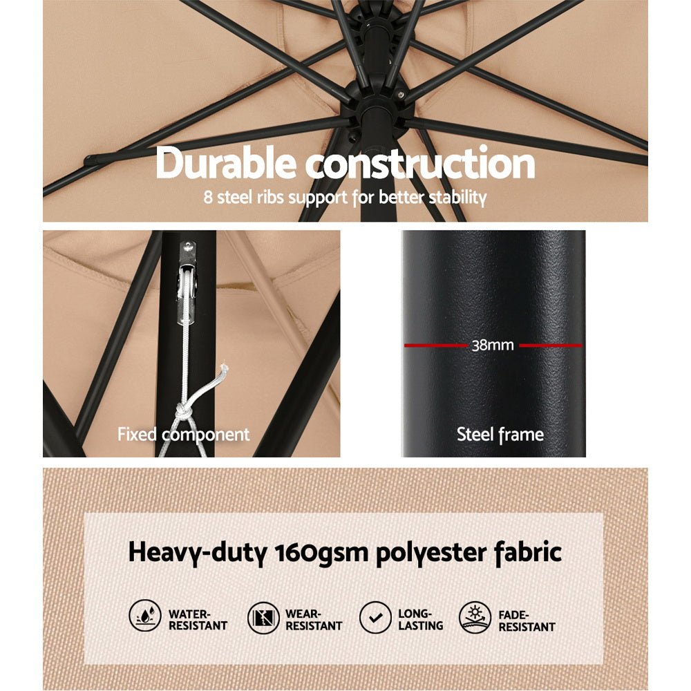 Outdoor Umbrella Umbrellas Beach Pole Garden Tilt Sun Patio UV 2.7m - Home & Garden > Shading - Rivercity House & Home Co. (ABN 18 642 972 209) - Affordable Modern Furniture Australia