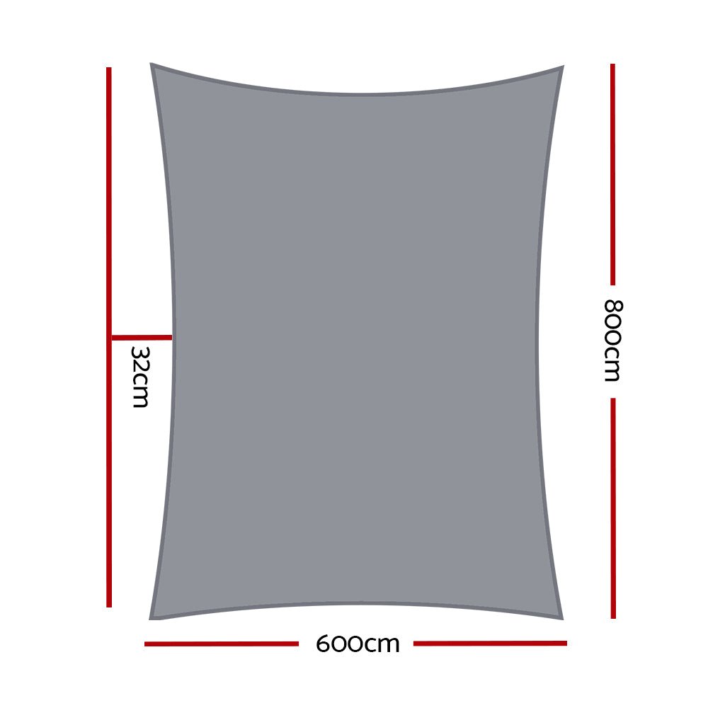 Sun Shade Sail Cloth Shadecloth Outdoor Canopy Rectangle 280gsm 6x8m - Home & Garden > Shading - Rivercity House & Home Co. (ABN 18 642 972 209) - Affordable Modern Furniture Australia