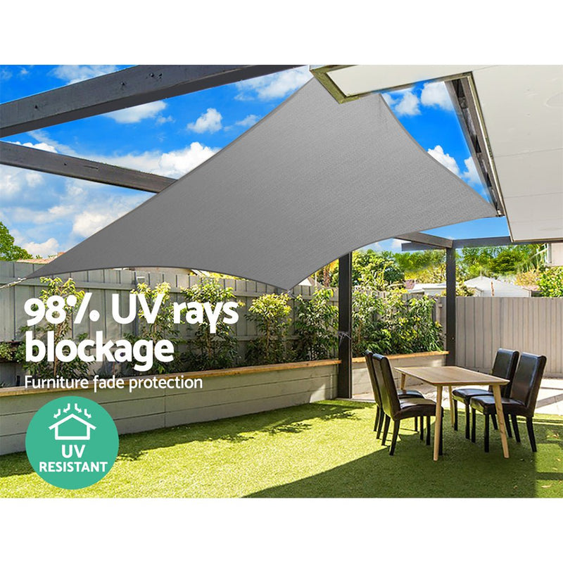 Sun Shade Sail Cloth Shadecloth Rectangle Canopy Grey 280gsm 3x3m - Home & Garden > Shading - Rivercity House & Home Co. (ABN 18 642 972 209) - Affordable Modern Furniture Australia