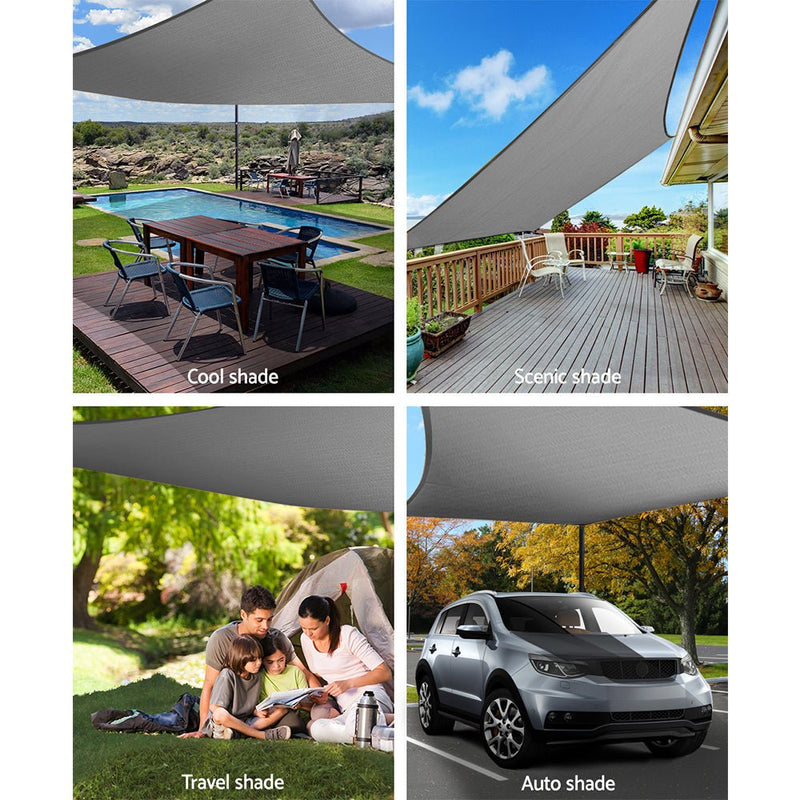 Sun Shade Sail Cloth Shadecloth Rectangle Canopy Grey 280gsm 3x3m - Home & Garden > Shading - Rivercity House & Home Co. (ABN 18 642 972 209) - Affordable Modern Furniture Australia