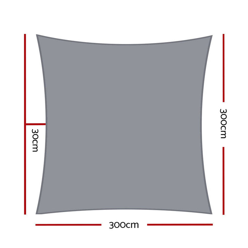 Sun Shade Sail Cloth Shadecloth Rectangle Canopy Grey 280gsm 3x3m - Home & Garden > Shading - Rivercity House & Home Co. (ABN 18 642 972 209) - Affordable Modern Furniture Australia