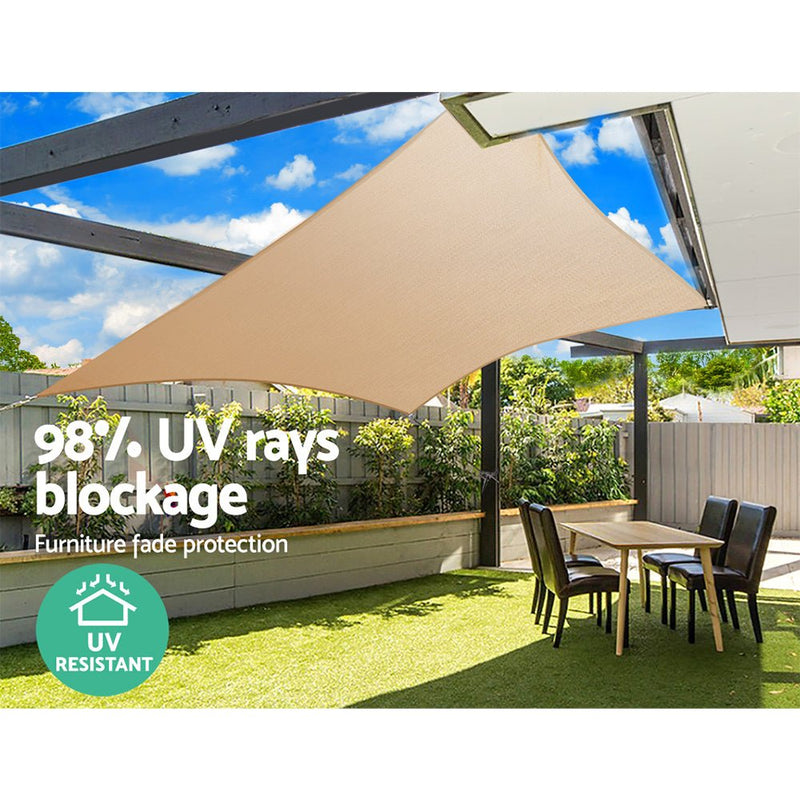 Sun Shade Sail Cloth Shadecloth Rectangle Canopy Sand 280gsm 2x4m - Home & Garden > Shading - Rivercity House & Home Co. (ABN 18 642 972 209) - Affordable Modern Furniture Australia