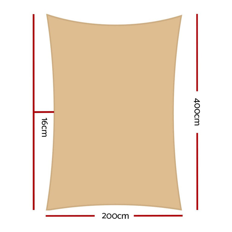 Sun Shade Sail Cloth Shadecloth Rectangle Canopy Sand 280gsm 2x4m - Home & Garden > Shading - Rivercity House & Home Co. (ABN 18 642 972 209) - Affordable Modern Furniture Australia