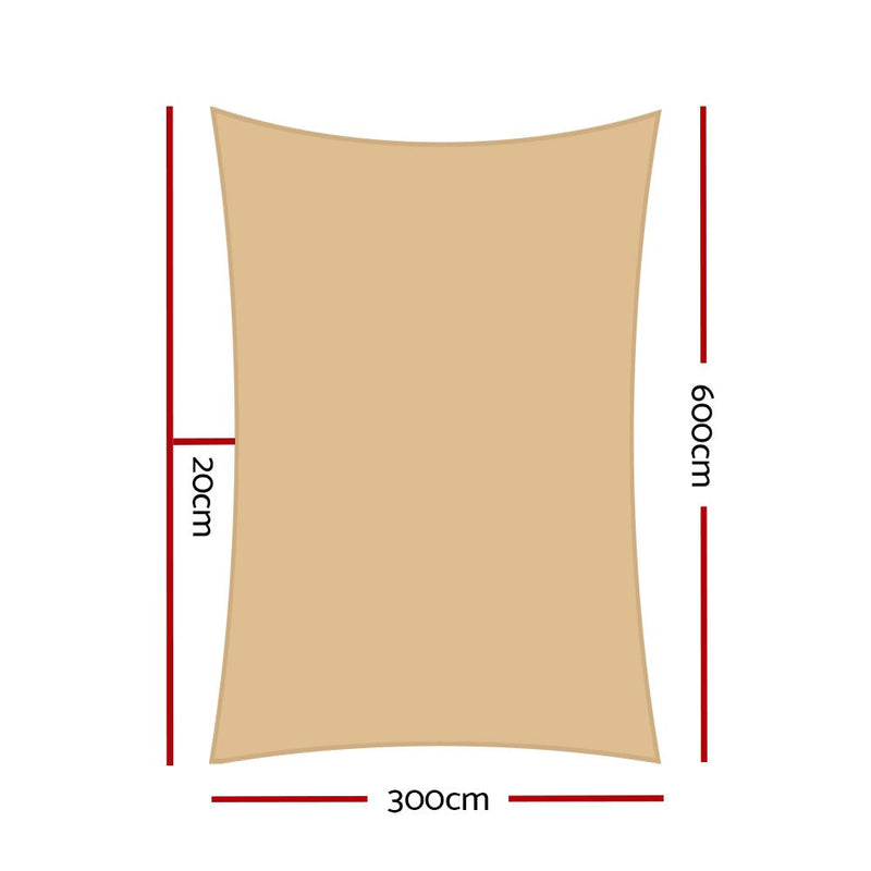 Sun Shade Sail Cloth Shadecloth Rectangle Heavy Duty Sand Canopy 3x6m - Home & Garden > Shading - Rivercity House & Home Co. (ABN 18 642 972 209) - Affordable Modern Furniture Australia