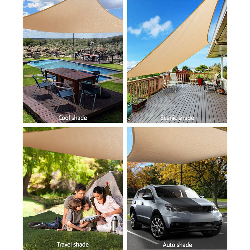 Sun Shade Sail Cloth Shadecloth Rectangle Heavy Duty Sand Canopy 3x6m - Home & Garden > Shading - Rivercity House & Home Co. (ABN 18 642 972 209) - Affordable Modern Furniture Australia