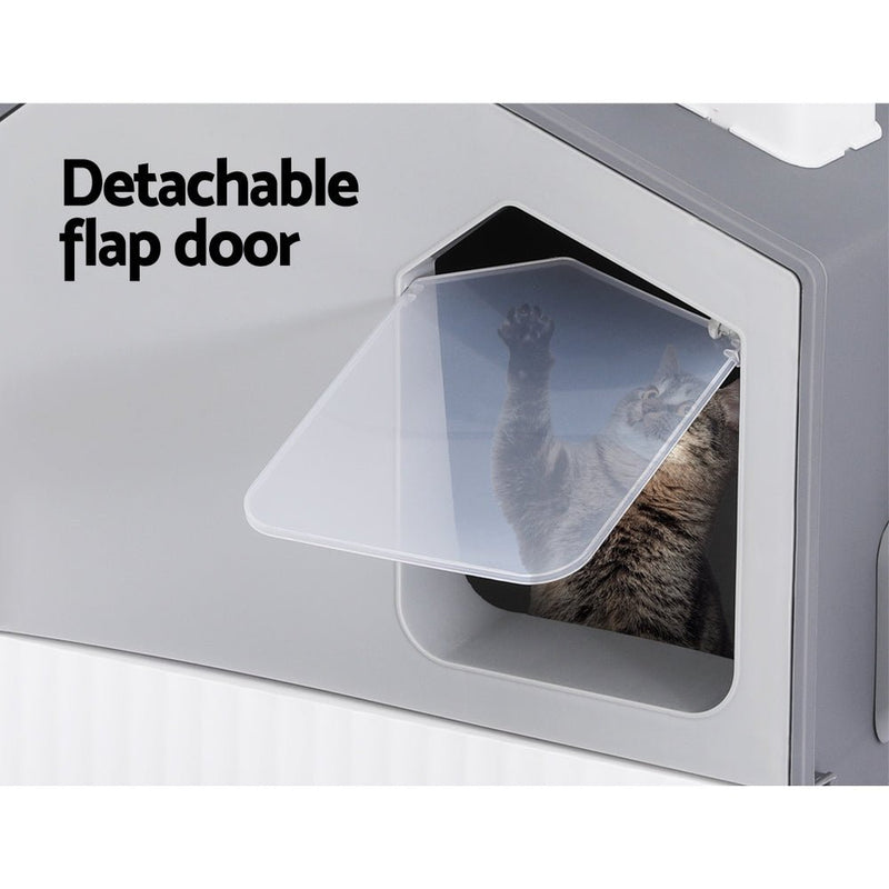 Premium Enclosed Cat Litter Box Set: Spacious Tray with Hooded House, Scoop, and Grey Mat - Pet Care > Cat Supplies - Rivercity House & Home Co. (ABN 18 642 972 209) - Affordable Modern Furniture Australia