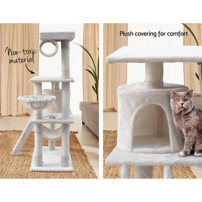 i.Pet Cat Tree 141cm Trees Scratching Post Scratcher Tower Condo House Furniture Wood Beige - Pet Care > Cat Supplies - Rivercity House & Home Co. (ABN 18 642 972 209)
