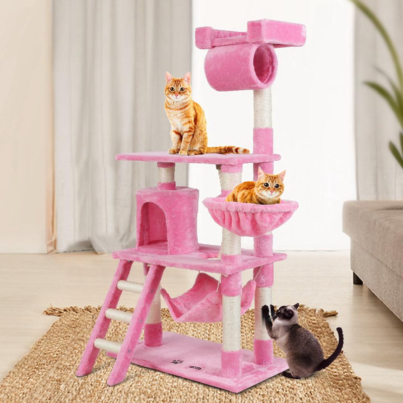 Cat Tree 141cm Trees Scratching Post Scratcher Tower Condo House Furniture Wood Pink - Pet Care - Rivercity House & Home Co. (ABN 18 642 972 209) - Affordable Modern Furniture Australia
