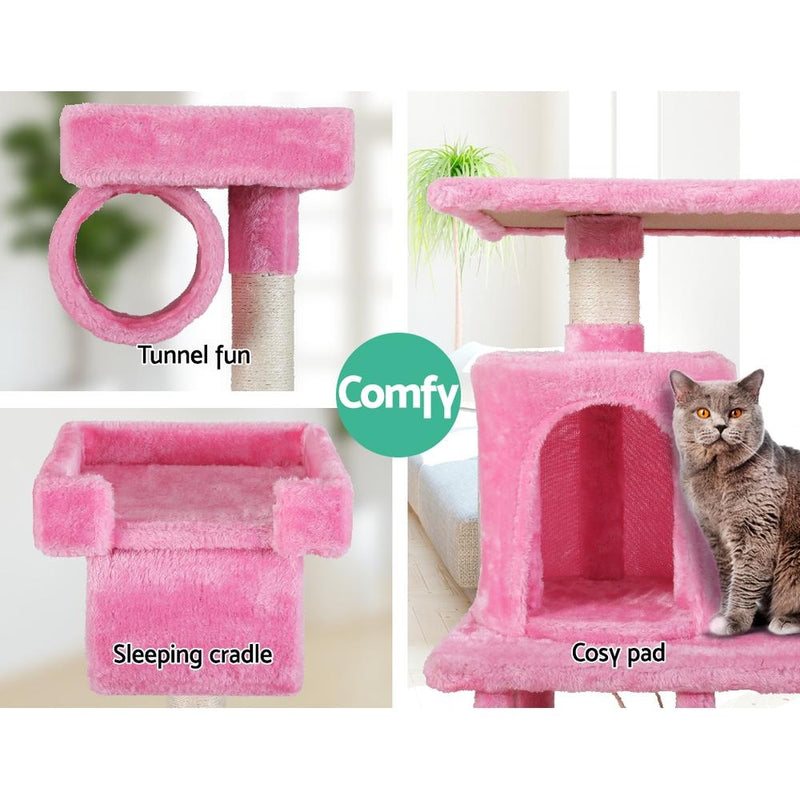 Cat Tree 141cm Trees Scratching Post Scratcher Tower Condo House Furniture Wood Pink - Pet Care - Rivercity House & Home Co. (ABN 18 642 972 209) - Affordable Modern Furniture Australia