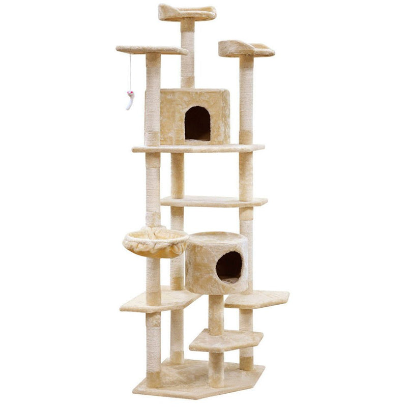 i.Pet Cat Tree 203cm Trees Scratching Post Scratcher Tower Condo House Furniture Wood Beige - Pet Care > Cat Supplies - Rivercity House & Home Co. (ABN 18 642 972 209)