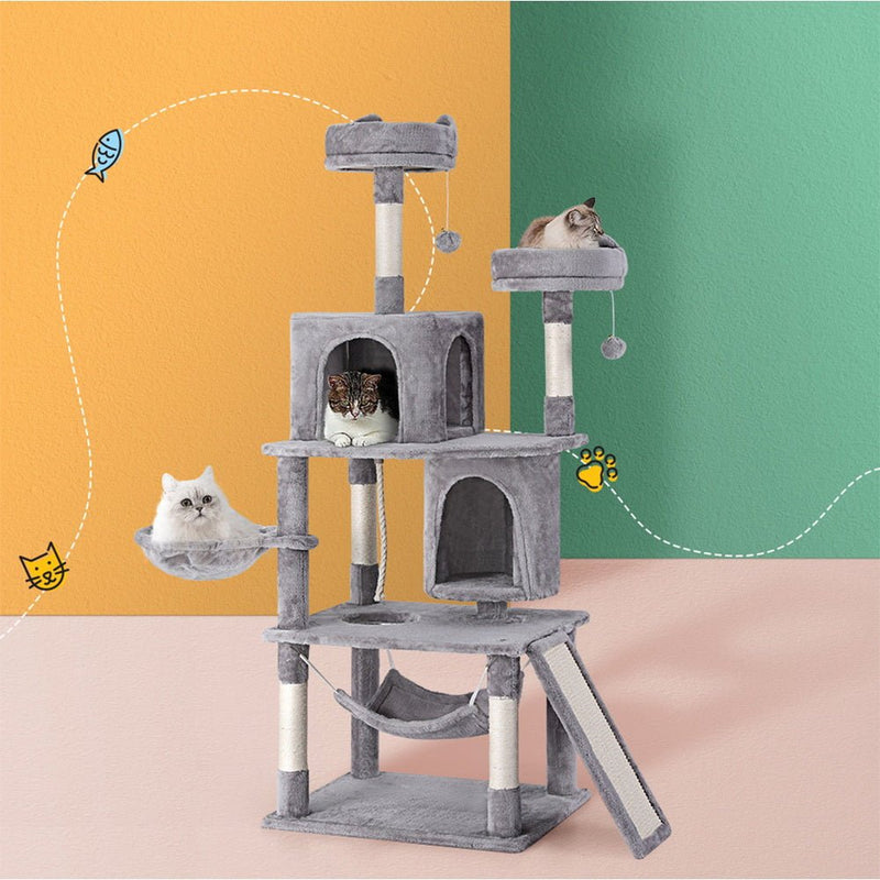 i.Pet Cat Tree Tower Scratching Post Scratcher 161cm Condo House Trees Grey - Pet Care > Cat Supplies - Rivercity House & Home Co. (ABN 18 642 972 209)