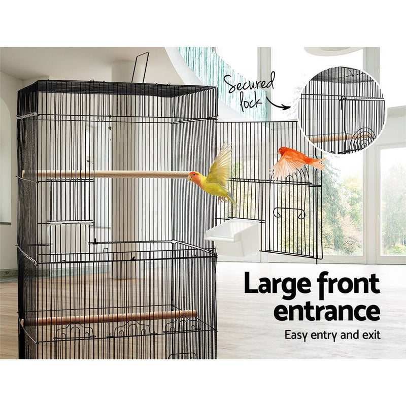 i.Pet Medium Bird Cage with Perch - Black - Pet Care > Bird - Rivercity House & Home Co. (ABN 18 642 972 209)